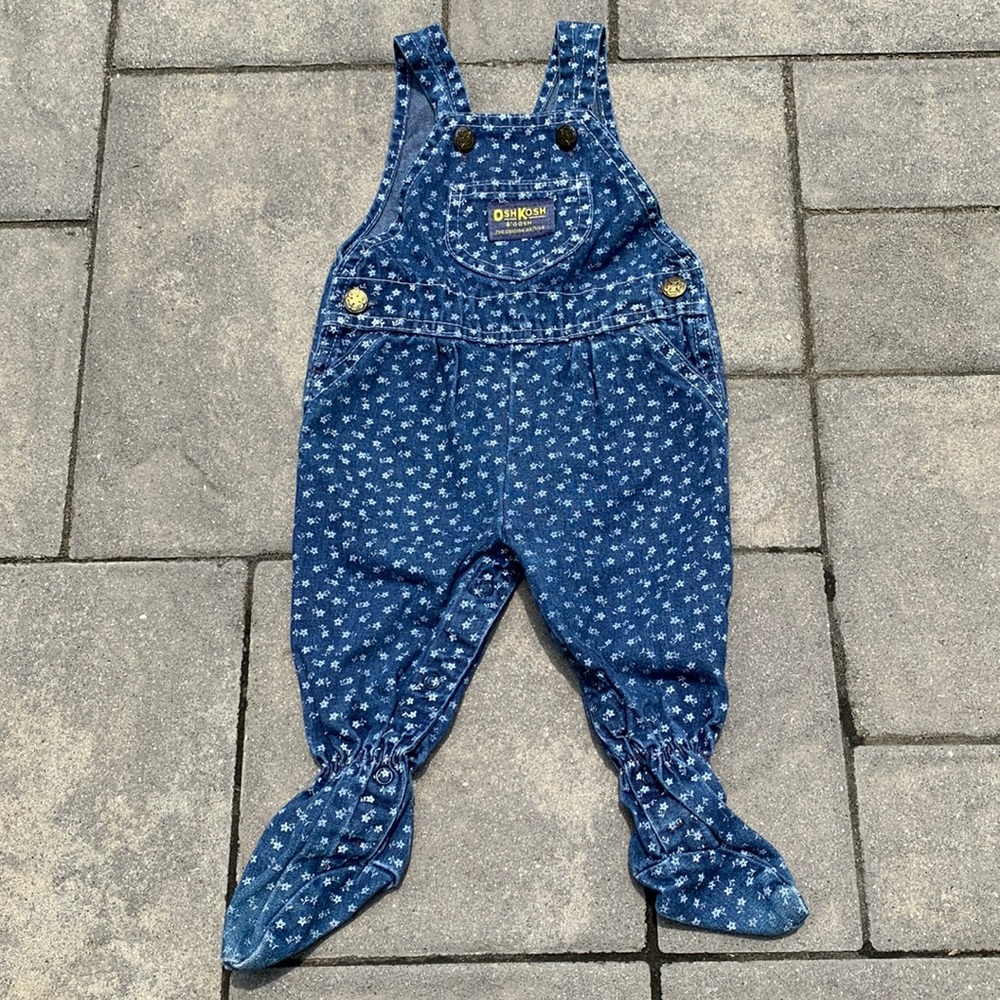 Vintage 1987 OshKosh Floral Footed Overalls
